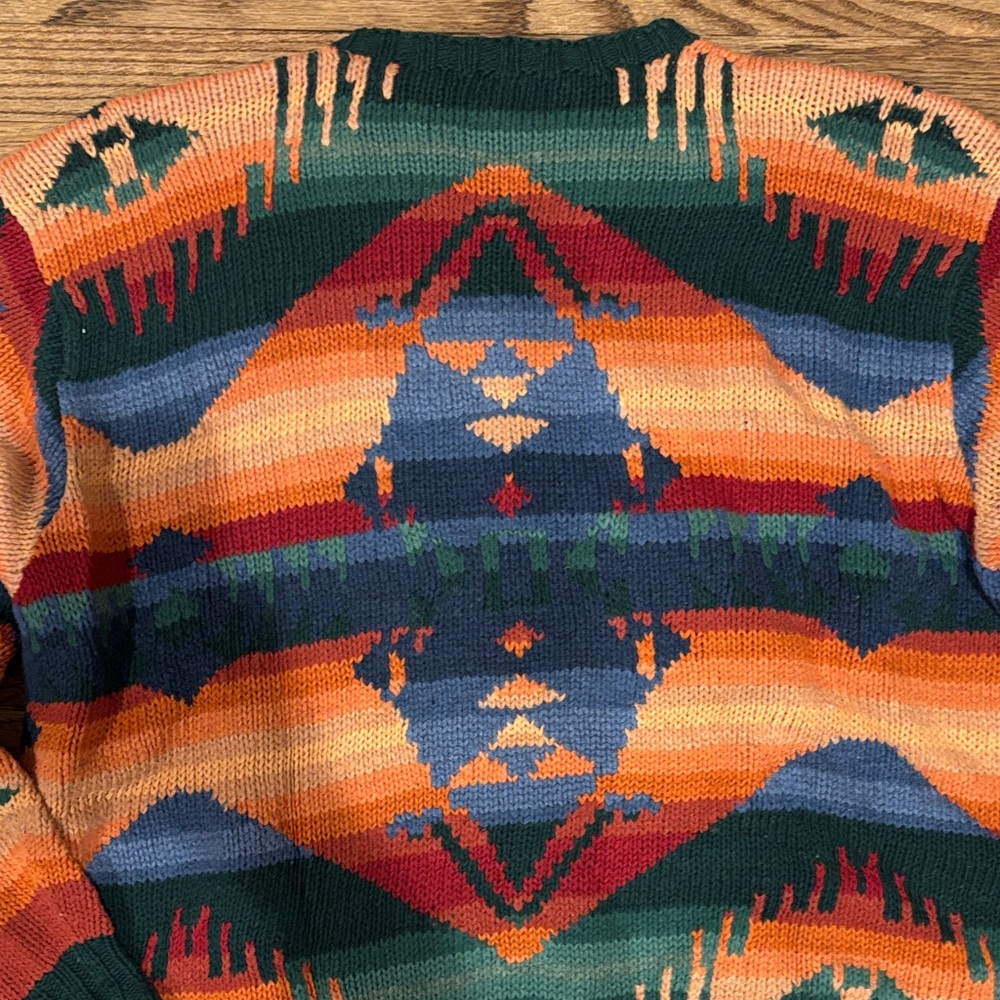 Hand knit Polo by Ralph Lauren Men's Multicolor Southwestern Crewneck Sweater - Picture 10 of 10